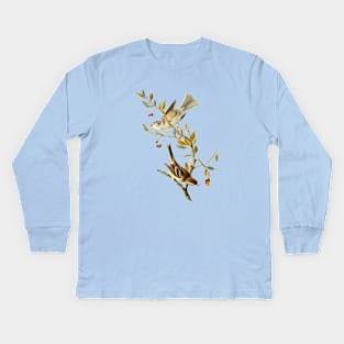 Sparrow Birds Vintage Wildlife Illustration Kids Long Sleeve T-Shirt